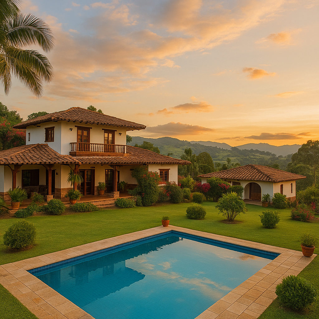 Luxury finca-style house with pool near Medellín, ideal for digital nomads exploring real estate in Colombia